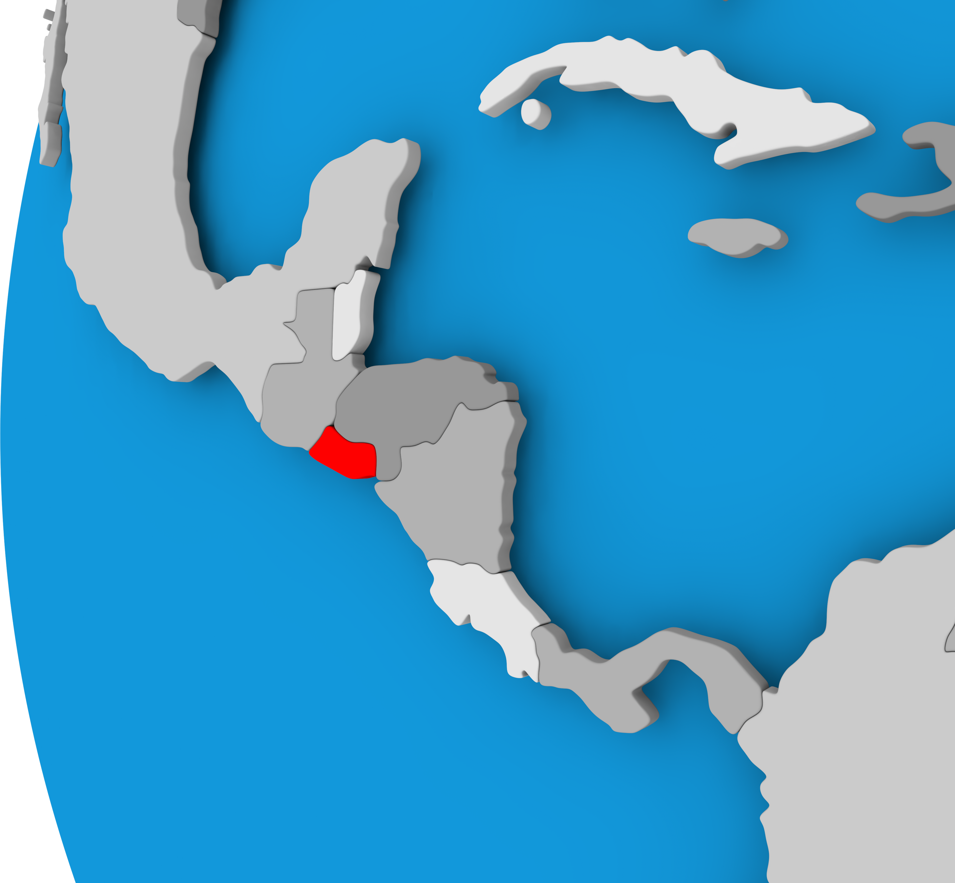 Map of El Salvador on Political Globe