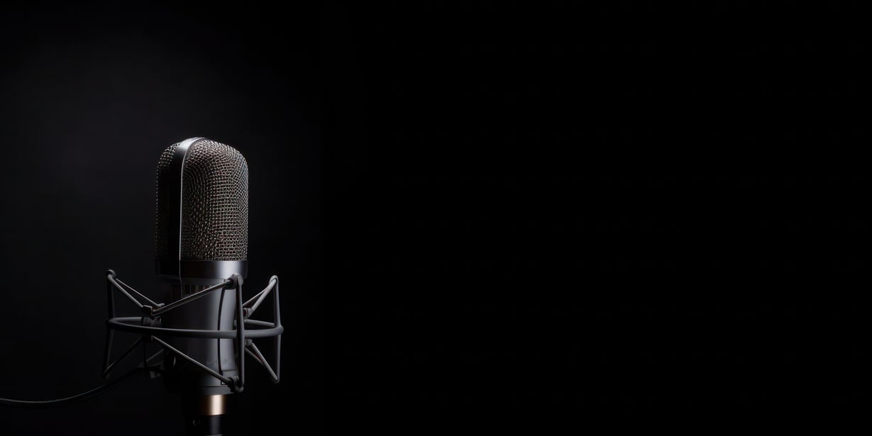 Studio Podcast Microphone on Dark Background